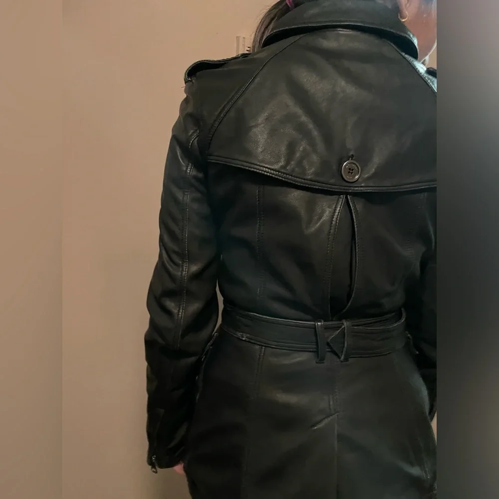 Burberry Black Leather Coat - Picture 6 of 14